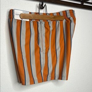 NWT SHORTS Arizona Jean Company Orange and Gray Athletic Striped Shorts